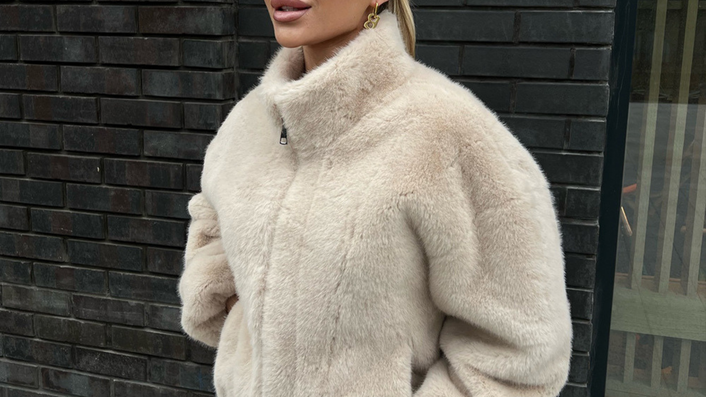 Veste en fourrure chaude à fermeture éclair pour l'automne et l'hiver