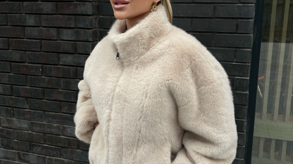 Veste en fourrure chaude à fermeture éclair pour l'automne et l'hiver